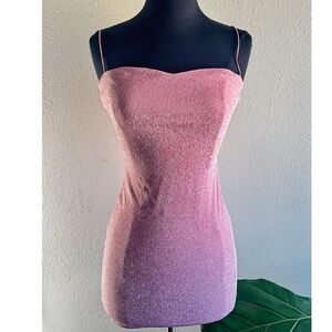 Pink sparkly mini bodycon dress